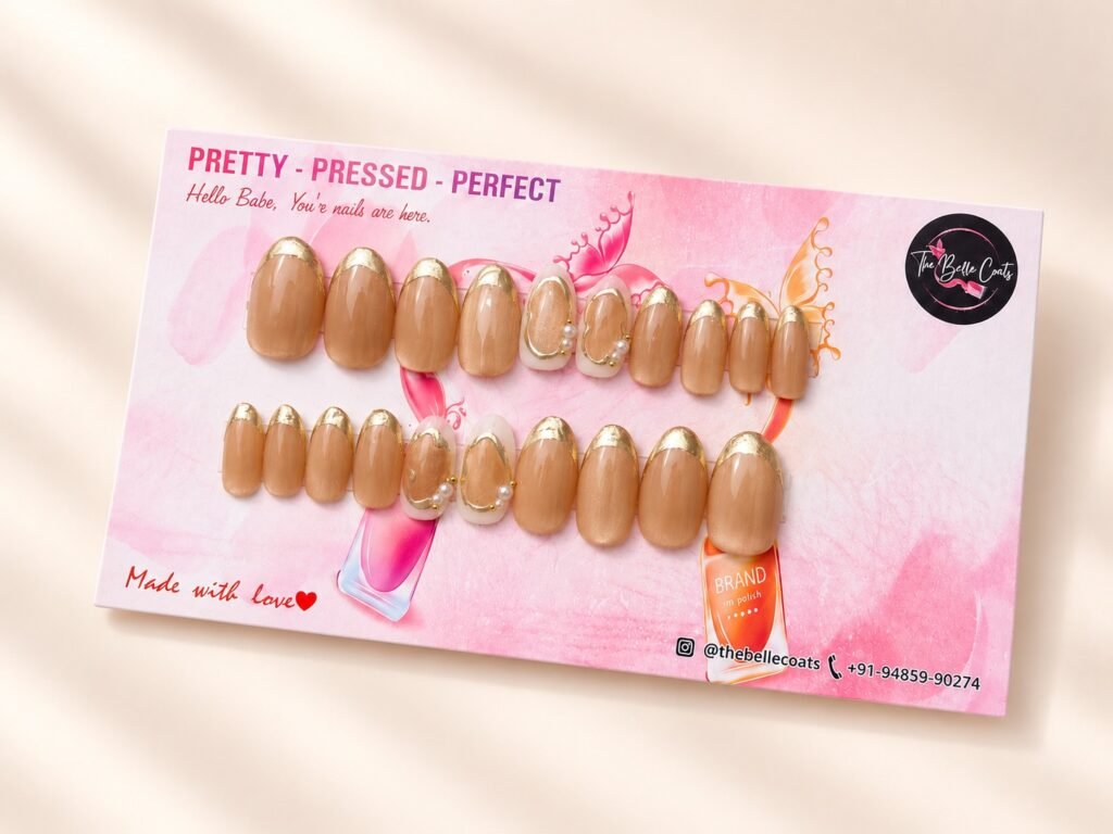 Aurelia press-on nails by The Belle Coats, twenty nails on a card