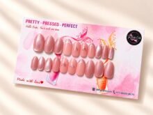 Blush Love press-on nails by The Belle Coats, twenty nails on a card
