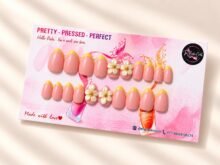 Sunpetal press-on nails by The Belle Coats, twenty nails on a card